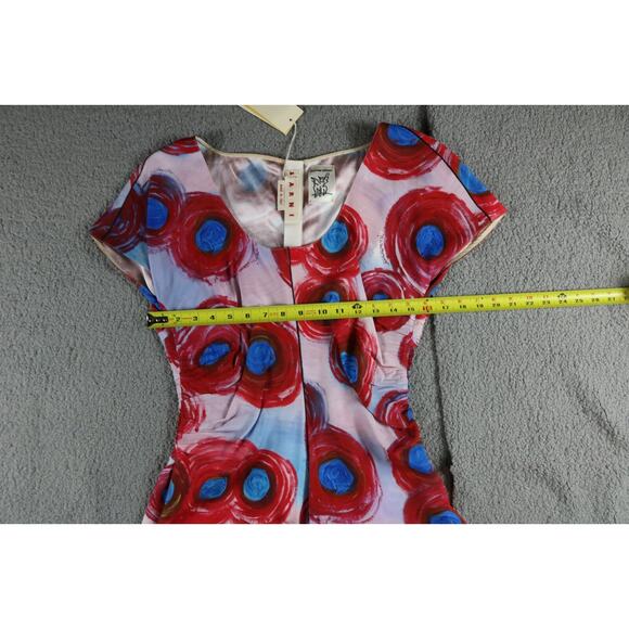 New Marni Dres 42 Abstract Dot Print Mini Buchi Rossi Envers Satin Lacquer - Picture 6 of 7